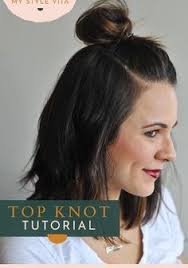 Pull your hair up into a messy ponytail at the top of your head. How To Do The Half Top Knot On Short Hair An Indigo Day
