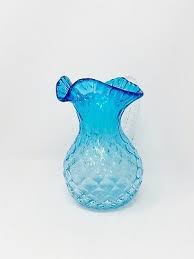 Chalet Canada Blue Glass Pitcher Vase