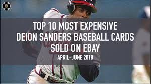 | deion sanders has three rookie cards each for both baseball and football. Top 10 Most Expensive Deion Sanders Baseball Cards Sold On Ebay April June 2018 Youtube
