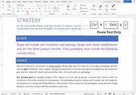 paste text only shortcut in word