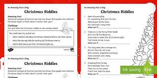 There's no better way to stretch the minds of young people than by challenging them with fun puzzles, quizzes, and trick questions. Printable Christmas Riddles For Children Worksheet