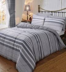 flannel stripe grey duvet cover sets