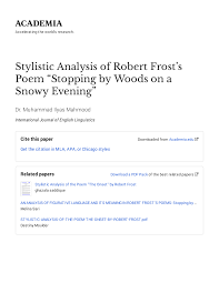 pdf stylistic ysis of robert frost