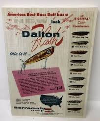 Vintage Dalton Flash Old Fishing Lure Print Ad On Wood Man