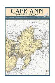 Cape Ann Massachusetts Nautical Chart Art Print By Lantern Press Art Com