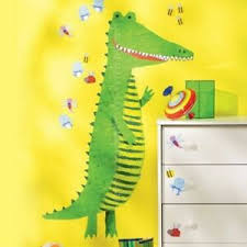 Details About Wallies Green Crocodile Growth Chart Mural Stickers Inches Metric Alligator