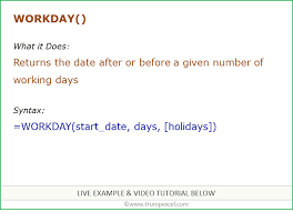 excel workday function formula