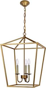 Foyer Lantern Pendant Light Fixture Dst Gold Iron Cage Chandelier Industrial Led Ceiling Lighting Size D17 H25 Chain 45 Amazon Com