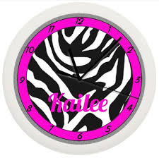 pink zebra print wall clock hot pink