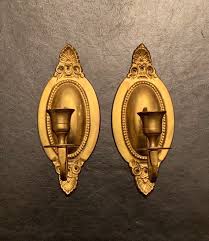 Pair Of Vintage Brass Candle Wall