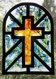 Melted Crayon Stained Glass Cross Sun