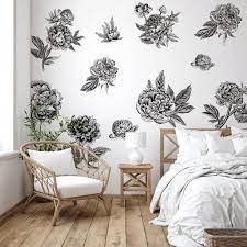 Black White Flower Wall Decals