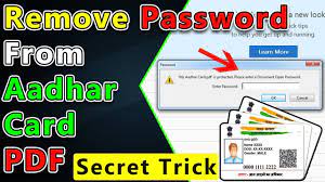 how to remove aadhar card pword