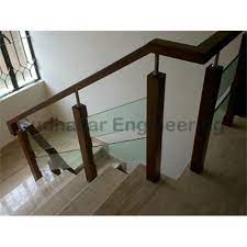 panel glass design wooden railing rs