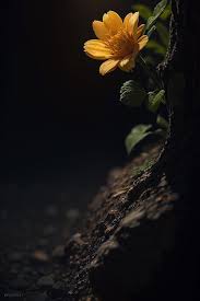 yellow flower is lit up by a l