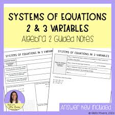 Variables Guided Notes For Algebra 2