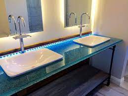 Bathroom Glass Countertop Shown With