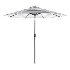 At Home Providence Onyx Black Awning Striped Outdoor Crank Tilt Steel Umbrella 9