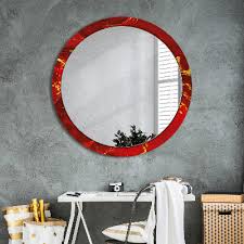 Round Mirror Decor Red Marble Tulup Co Uk