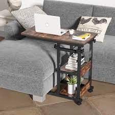 Camouflage your office area in a living room with a wall unit that includes a desk and lots of display shelves. Tribesigns Sofa Side Table With Storage Shelves Mobile C Table End Table Adjustable Height Overstock 32229842