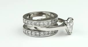 An Interlocking Heart Shaped Diamond Engagement Ring Wedding Ring