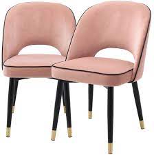 Thanks to the thickly padded seat and backrest, these artificial leather chairs are very comfortable to sit on. Casa Padrino Luxury Dining Chair Set Pink Black Brass 53 X 56 X H 84 Cm Dining Chairs With Fine Velvet Dining Room Furniture