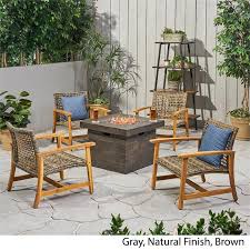 Wicker Club Chairs Fire Pit
