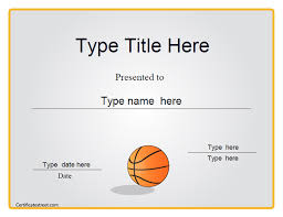 Sports Certificates Basketball Template