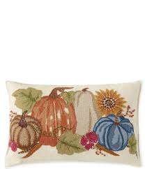 southern living festive fall collection embroidered pumpkin rectangular pillow multi
