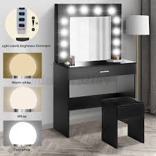dressing table with led lighted mirror