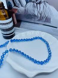 35pcs 8mm Transpa Blue Glass Beads