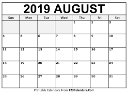 August 2019 Calendar Printable Templates Printable