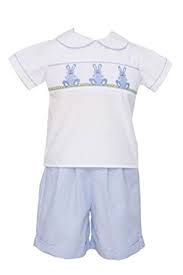 Amazon Com Anavini Smocked Baby Boy Bunnies Short And Shirt