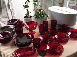 Vintage Ruby Red Glass Dining Set