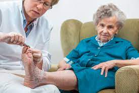 elderly nail care toenail cutting for
