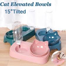 elevated double cat dog bowls pet