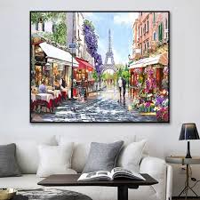 Aesthetic Paris Streets Canvas Oil