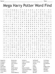 mega harry potter word find word search