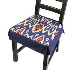 Blue Red Ikat Dining Chair Seat Cover