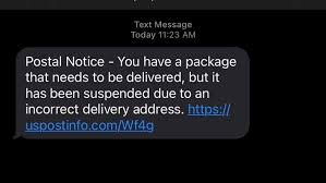 usps text message scam claims delivery