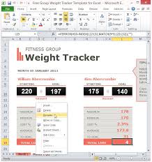 Free Group Weight Tracker Template For Excel