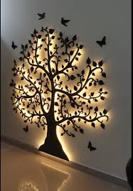Pvc Embossed Lighted Tree Wall Mural