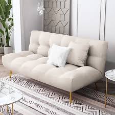 72 White Sleeper Sofa Bed Convertible Sofa Couch Velvet Upholstery