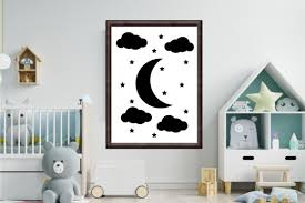 Nursery Wall Art Clouds Stars Moon