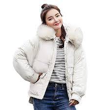 Fnkdor Womens Ladies Warm Winter Quilted Coat Puffer Fur Collar Hooded Jacket Parka Coat