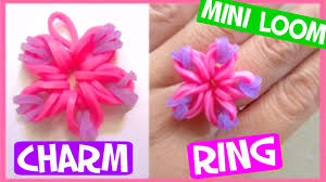 rainbow flower charm ring with mini