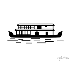 Kerala House Boat In Backwater Black
