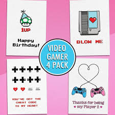 Amazon Com Video Gamer 4 Pack Greeting Card Bundle Funny