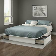 Allewie queen platform bed frame with 4 drawers storage and headboard, square stitched button tufted upholstered mattress foundation with wood slat support, no box spring needed, dark grey. White King Size Platform Beds For Sale In Stock Ebay