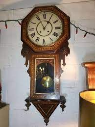 Antique Wall Clock Beautiful Inlay